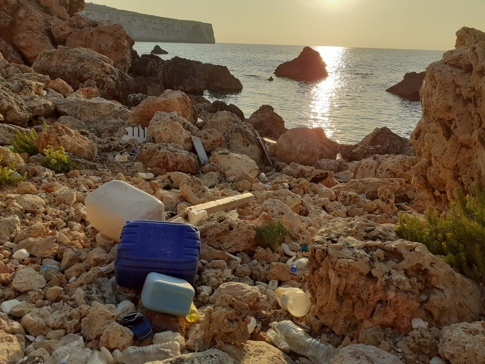 Trash in Fomm Ir-Rih Bay, Malta, 2019.
